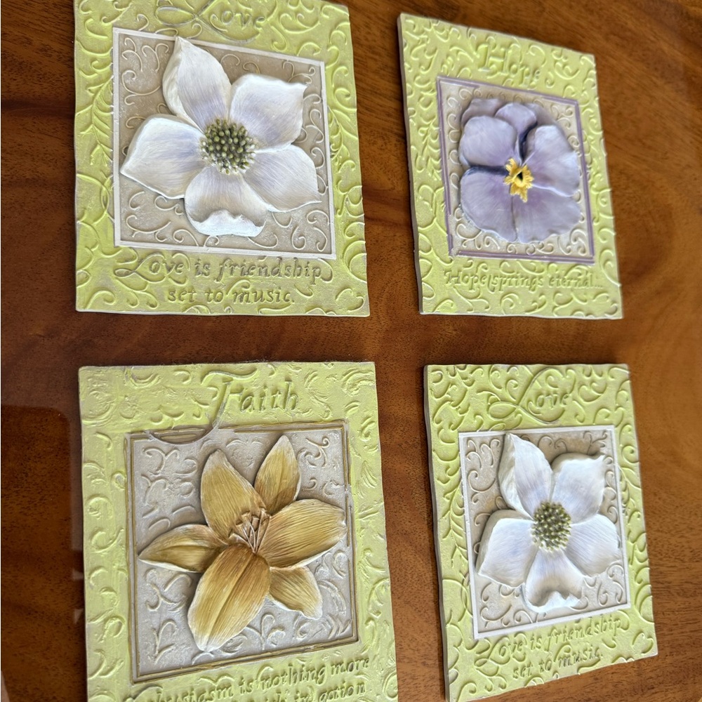 Floral Embossed Wall Art Set